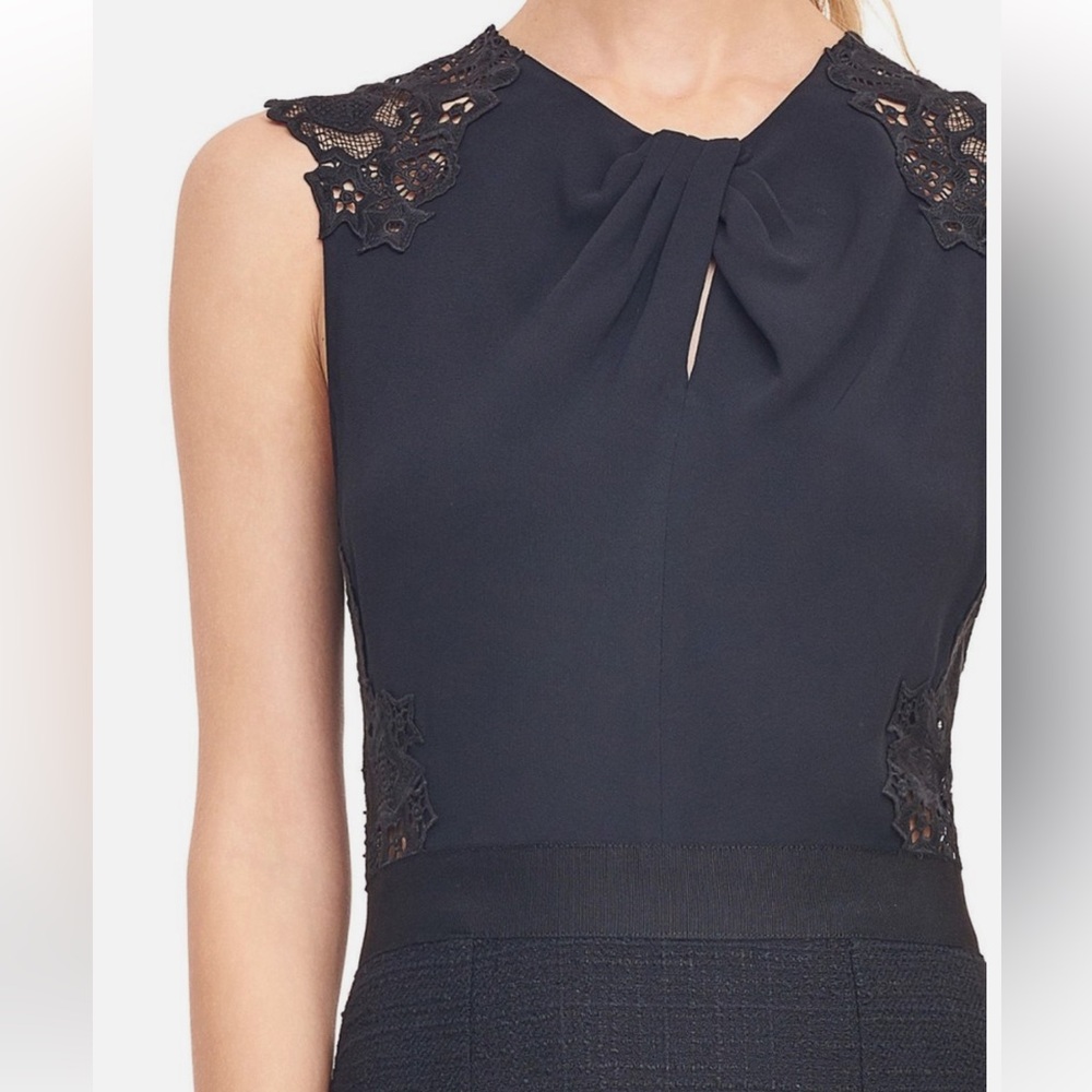 Rebecca Taylor Luna Script Lace Tweed Midi Dress Size 0 Black Chic Corpcore - Picture 3 of 15